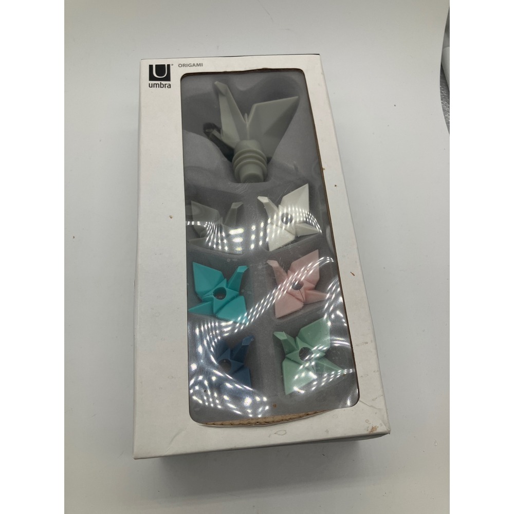 Umbra Origami Wine Charms and Bottle Topper Set 7 Piece Martin Luu Multicolor